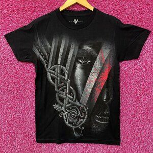 Vikings TV Show Leader with Symbol Black T-Shirt Small